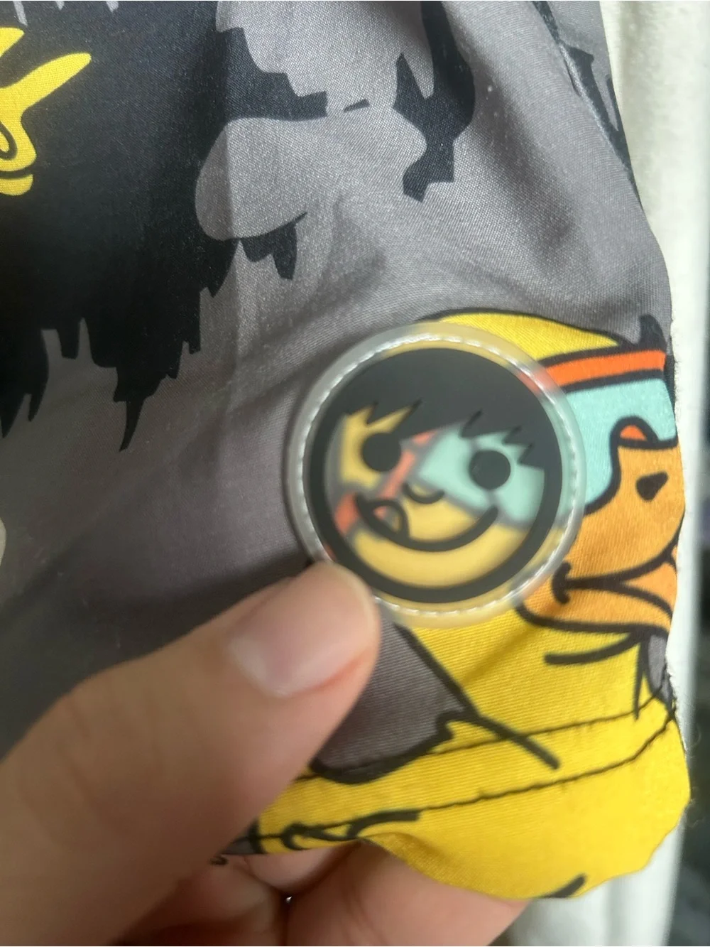 Neff Black & Gray Camo Swim Trunks with Yellow Duck Print